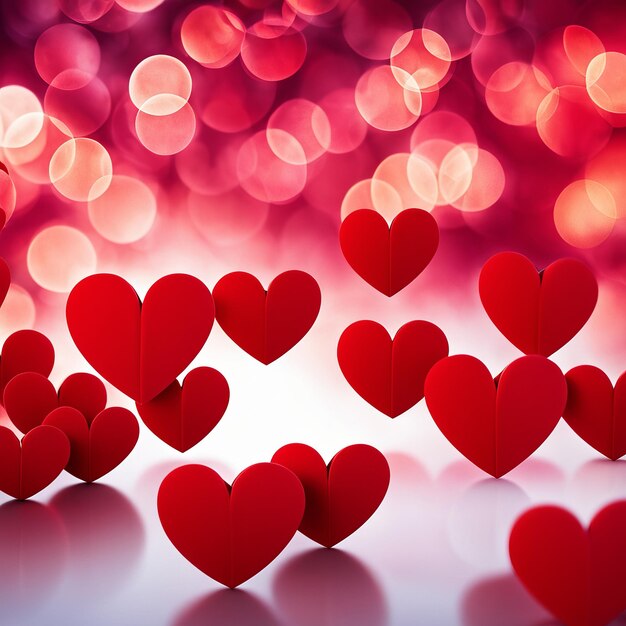 Red hearts bokeh background