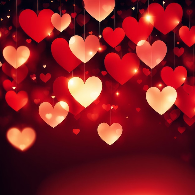 Red hearts bokeh background