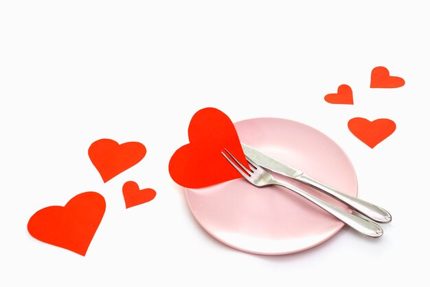 Red hearts and cutlery