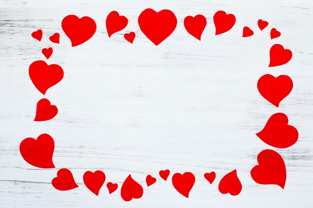 Red hearts frame with text space