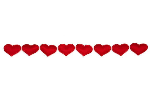 Photo red hearts isolated on white mockup