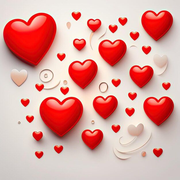 Red hearts on light background