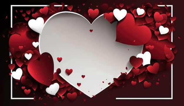 Red hearts overlay frame hearts illustration with copy space Generate Ai