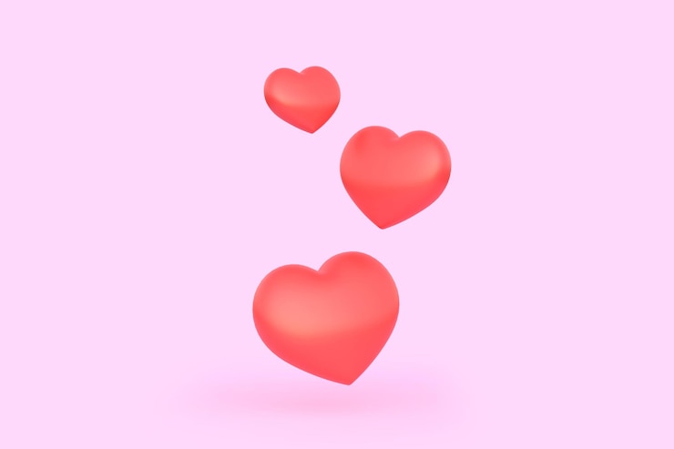 Photo red hearts on pink background creative minimal concept like sign 3d render illustration
