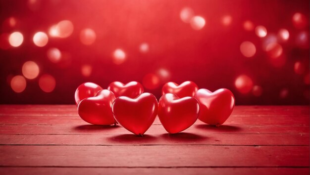 Red hearts on a red background