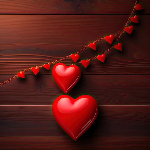 Red Hearts on Rope