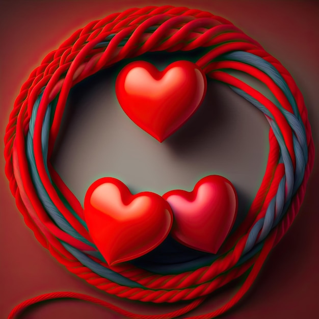 Red Hearts on Rope