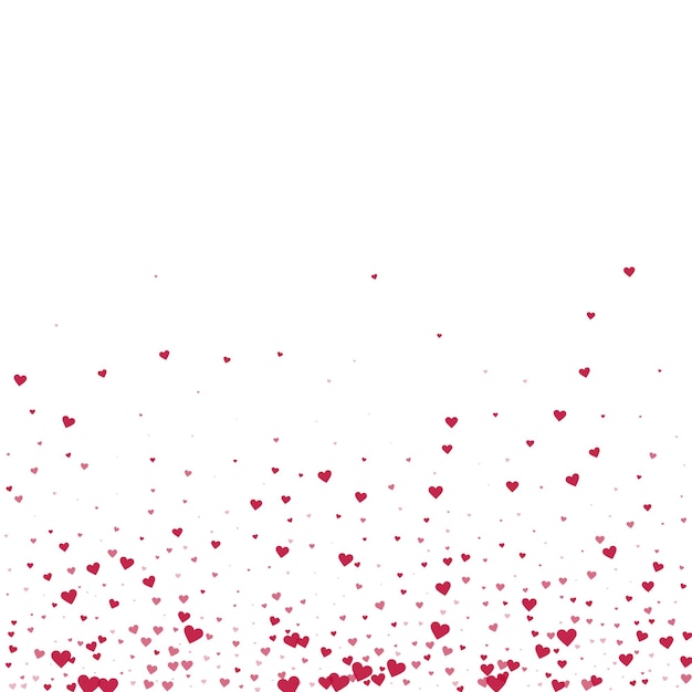 Red hearts scattered on white background