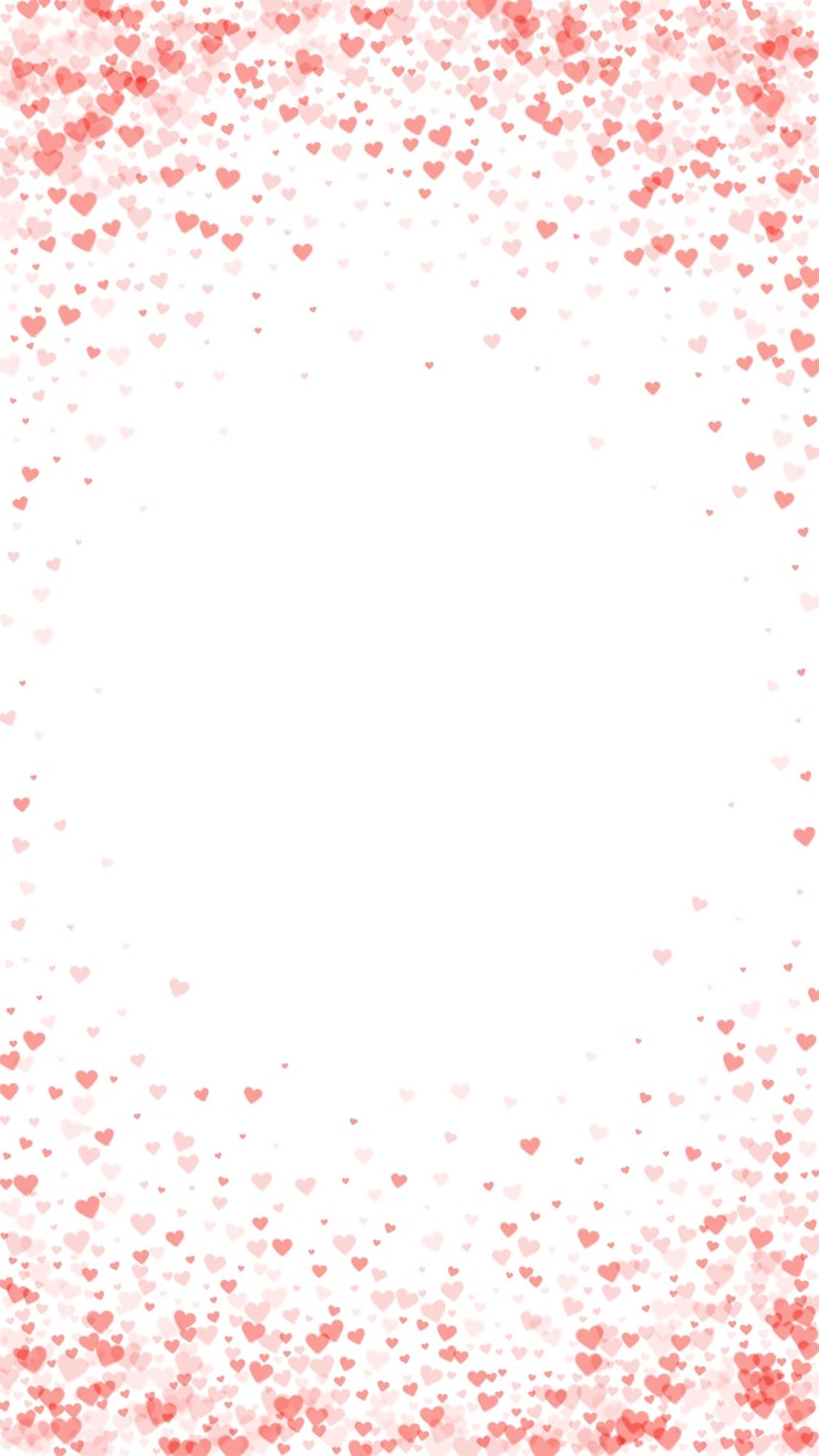 Photo red hearts scattered on white background