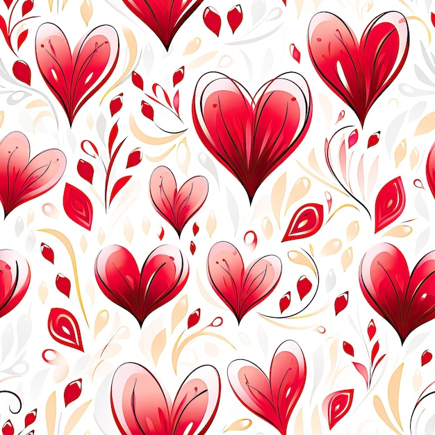 Red Hearts Seamless Pattern Background Digital Paper Romantic Pattern Backgrounds