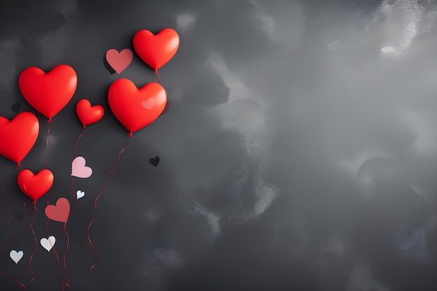 Red hearts valentines day banner background