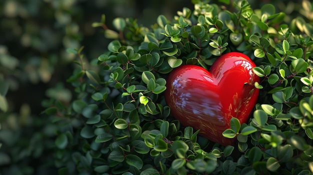 Photo red heartshaped object found in bush