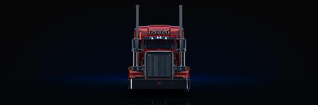 Red heavy truck 3d rendering