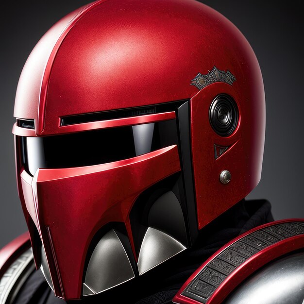 A red helmet with the name boba fett on it