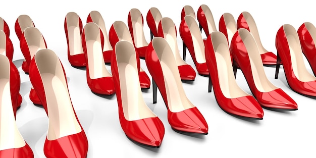 Red high heel shoes isolated on white background