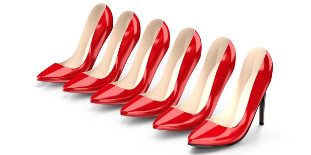 Red high heel shoes isolated on white background