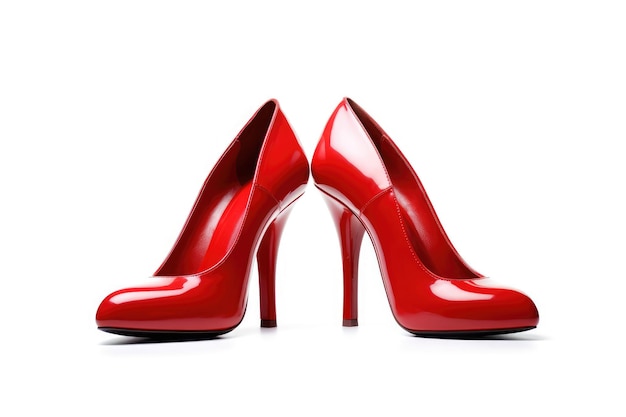 Red high heels isolated on white background