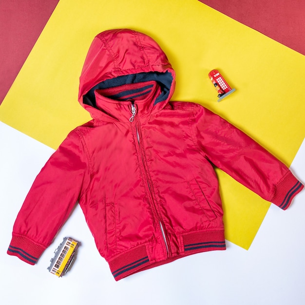 Red hood jacket isolated top view