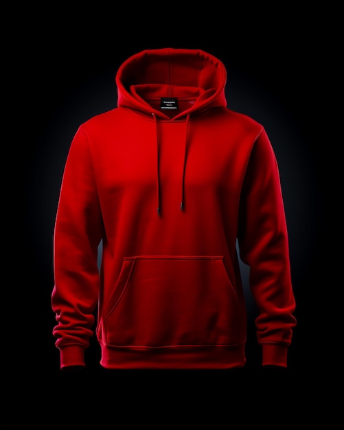 Red hooded hoodie on black background