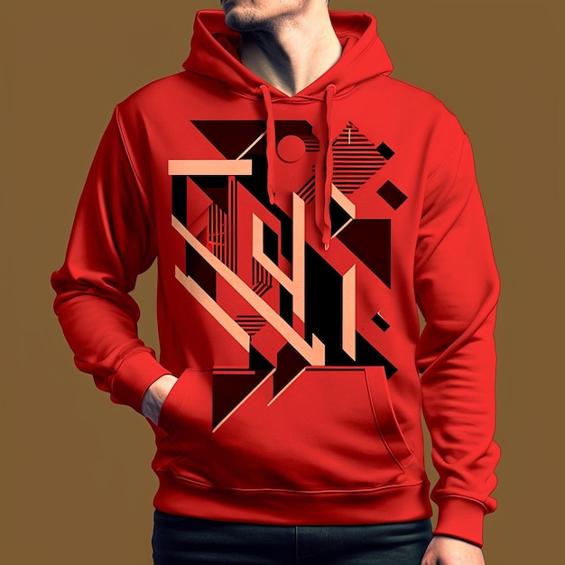 Red Hoodie abstract design image Ai generated art