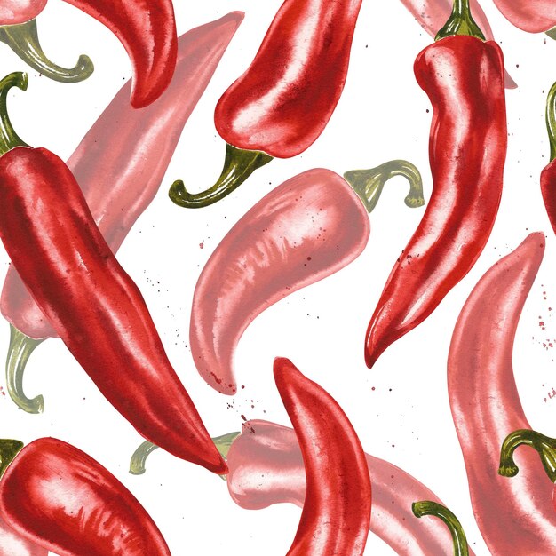 Red hot chili peper hele peulen set hand getekende aquarel illustratie geïsoleerd op een witte achtergrond