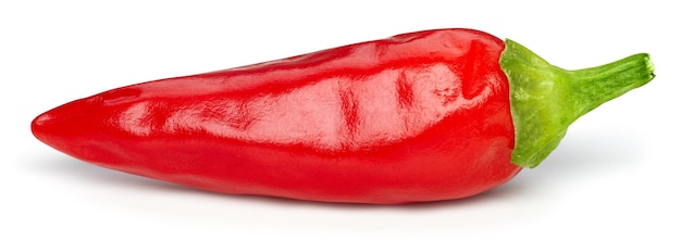 Red hot chili pepper isolated on white background. Cayenne pepper clipping path