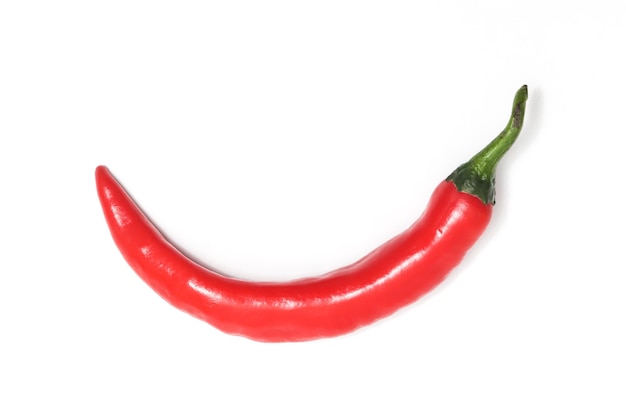 Red hot chili pepper top view geïsoleerd op witte achtergrond clipping pad
