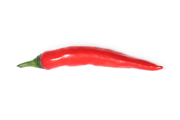 Red hot chili pepper top view isolated on white background clipping path