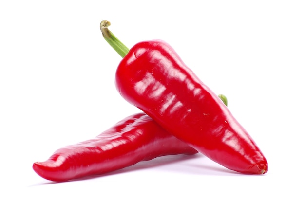 Red hot chili pepper on white