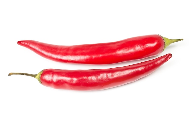 Red hot chili peppers isolated on white background