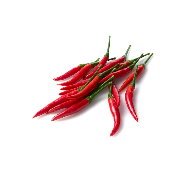 Red hot chili peppers isolated on white background