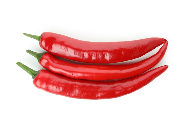 Red hot chili peppers isolated on white