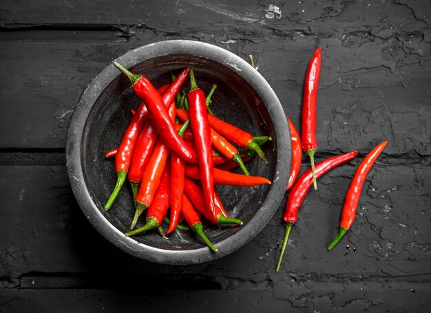 Red hot pepper in bowl