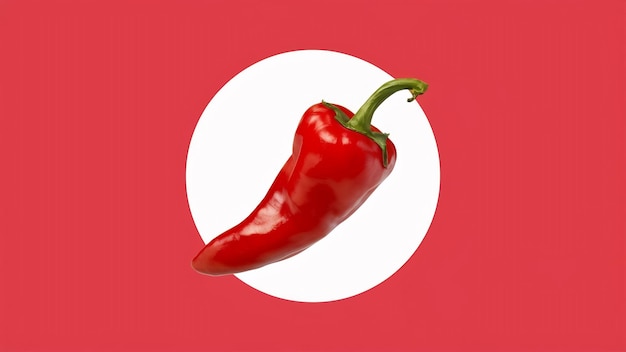 Red hot pepper levitates on a white background