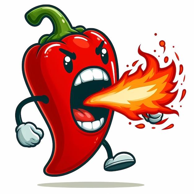 Photo a red hot pepper with a fire in it