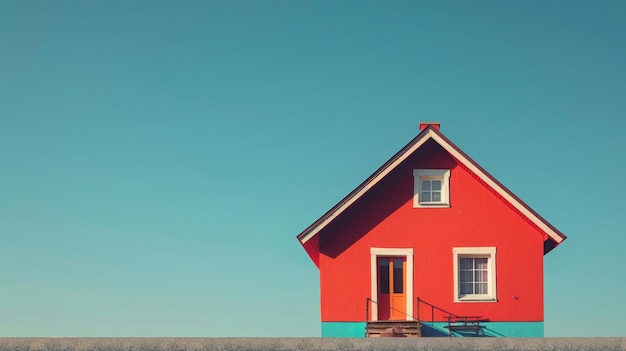 Red House Resting on Cement Wall