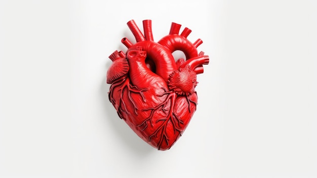 Red human heart model 3D illustration