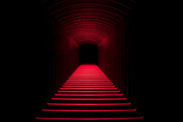 Red illuminated tunnel