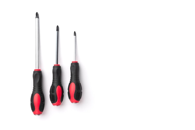 Red impact screwdrivers isolated on white background