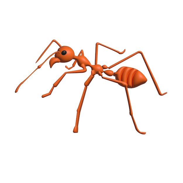 Red imported fire ant Action of fire ant 3D illustration