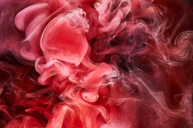 Sfondo astratto di inchiostro rosso sfondo di vernice acrilica per profumi cosmetici narghilè misteriose nuvole di fumo nebbia colorata