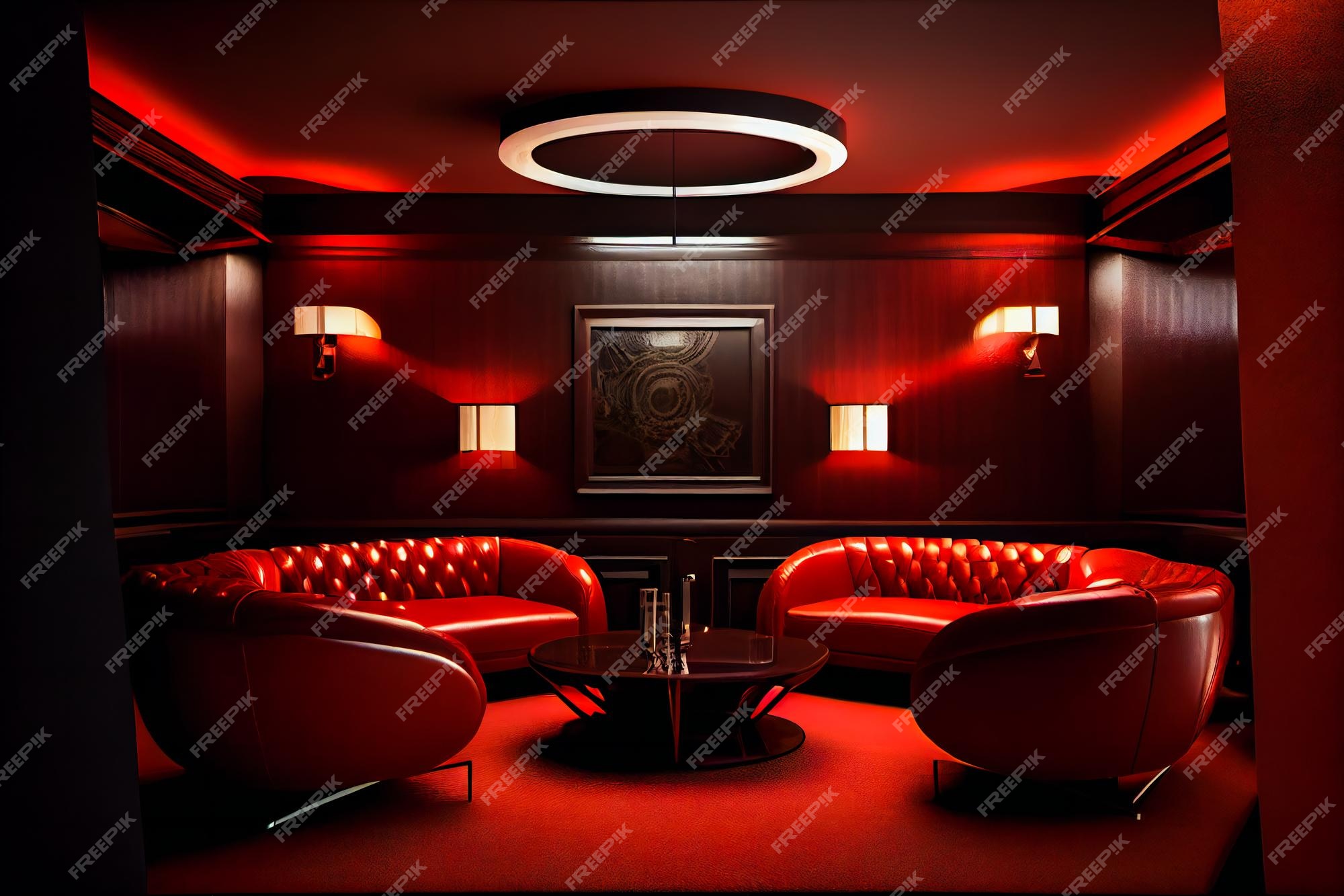 jurist udpege Uartig Premium Photo | Red interior of luxury nightclub restaurant lounge bar  generative aixa