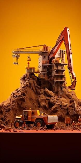 Red Isolated Mining and Quarrying Illustration