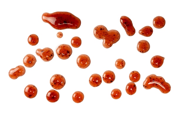 Red jam splashes isolated on a white background