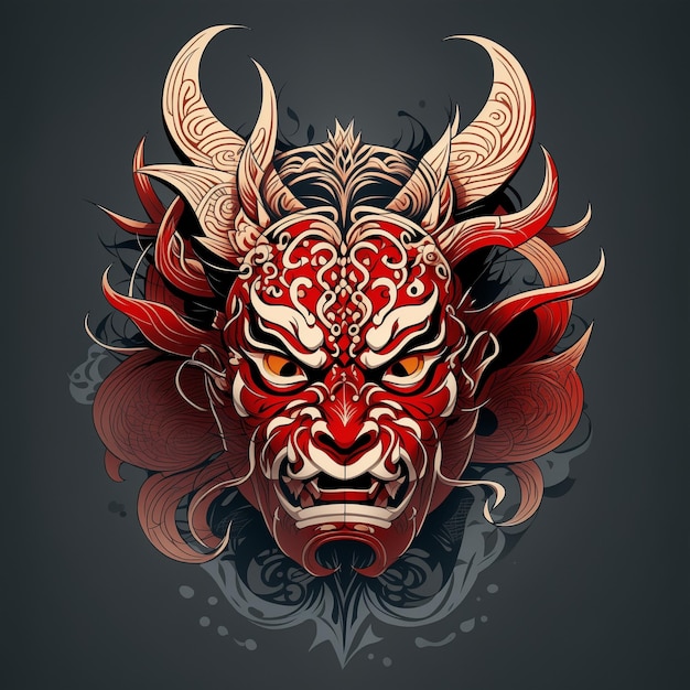 Red Japanese Hannya mask For Tshirts games esports etc AI generated