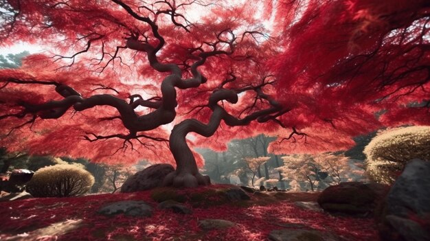 Premium AI Image | Red japanese maple tree during autumn season Japan