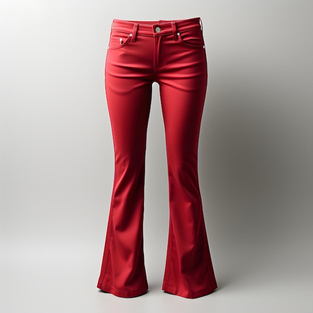 Red Jeans for Men Isolated on White Background Red Trouser