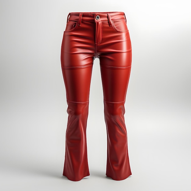 Red Jeans for Men Isolated on White Background Red Trouser