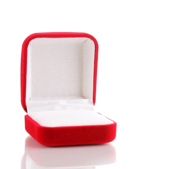 Red jewelry box isolated on white