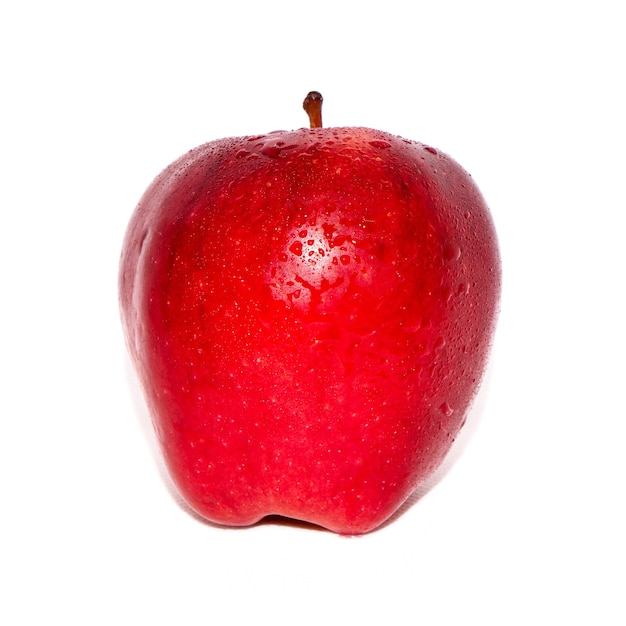 Red juicy apple isolated on white background.